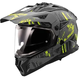 LS2 Pioneer II Crazy Endurohelm - Matt Black H-V Yellow, XS