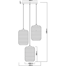 GLOBO Pendelleuchte Hängelampe Deckenleuchte Esszimmerlampe Amber Metall 3-Flammig