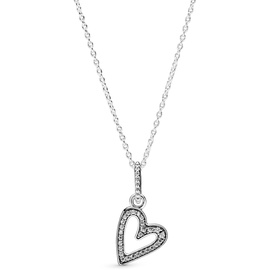 PANDORA Halskette mit Anhänger "funkelndes Herz" Silber 398688C01
