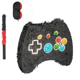 relaxdays Pinata Set Controller mit Stab und Maske blau|rot|schwarz