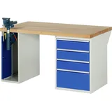 PROREGAL Werkbank Serie 7000 - Modell 7510 | HxBxT 89x150x90cm | 4x Schublade + 1x Schrank inkl. SchPROREGALbstock | Schubladenmaße 3x150 + 1x270mm