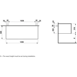 Laufen ILBAGNOALESSI Schubladenelement, ohne Ausschnitt, 1200x500x370mm, 1 Schublade, H4303000972701,