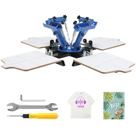 Vevor 360° Drehbarer Siebdruck 54 x 45 cm Siebdruck-Ausrüstung T-Shirt Doppellagige Palettenpresse zur Positionierung, Blau