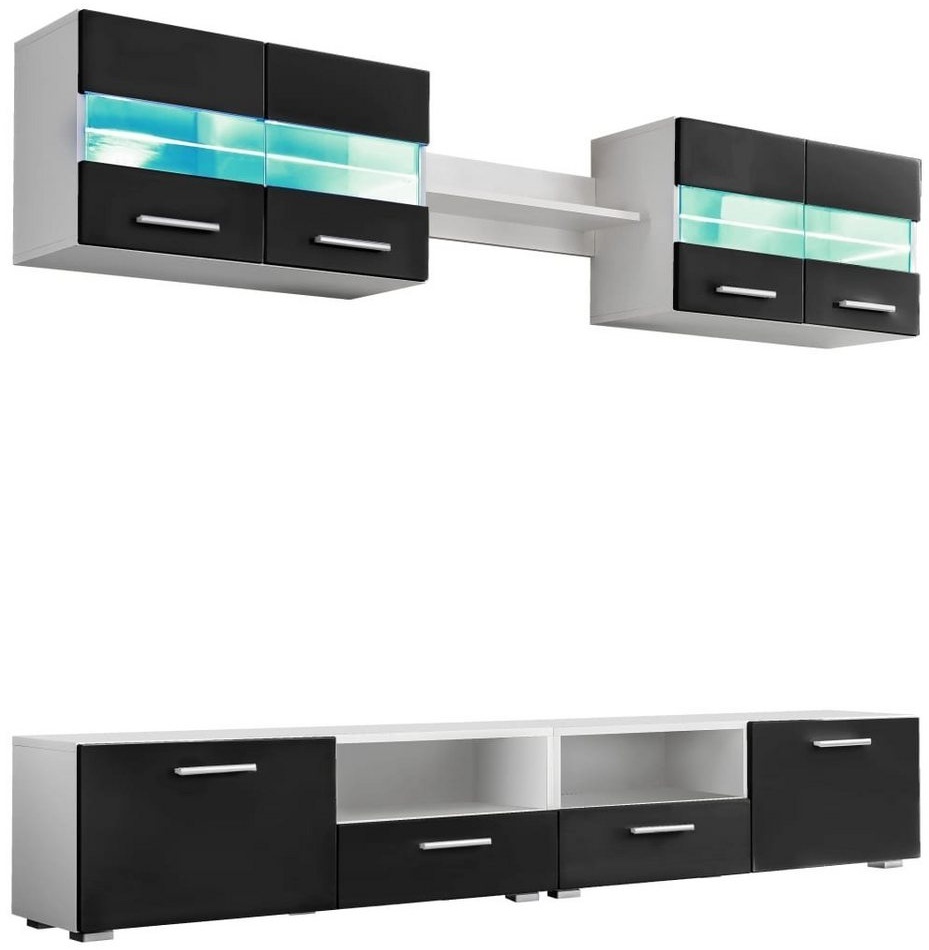 DOTMALL TV-Schrank Moderne Wohnwand mit LED-Beleuchtung,(5-St) schwarz