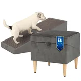 WoofPuff Elite Hunderampe 2in1 | Sitzpouf & klappbare Rampe für Hunde | sicheres Einsteigen auf Sofa | rutschfest | handgefertigt | Premium Samtstoff Torre | Farbe: Torre15
