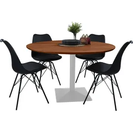 Sam Bistrotisch Schweizer Kante massiv Akazie nussbaumfarben 120 cm Säulengestell-eckig silber Brasilia