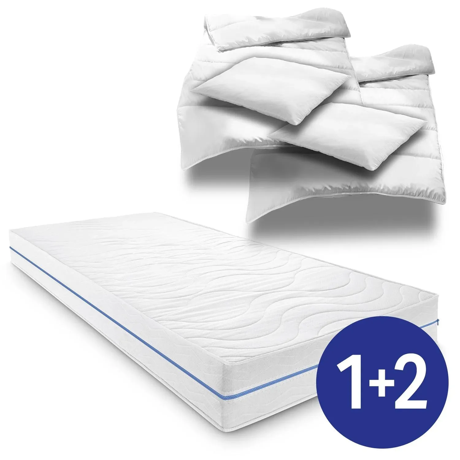 Ergonomische Matratze 160x200 cm 7-Zonen Supportho Premium Höhe 18 cm, Härtegrad H2/H3 + 2 x CloudComfort Basic Mikrofaser Bettset 135 x 200 cm + 80 x 80 cm