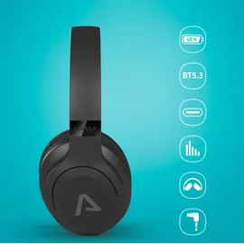 LAMAX Base2, kabellose Kopfhörer, Akkulaufzeit bis zu 48 Stunden, Bluetooth 5.3, Android- und iOS-Unterstützung, leichtes faltbares Design, USB-C
