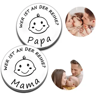 Lustige Entscheidungsmünze für neue Eltern Neue Papa Mama Geschenke Entscheidungsmünze,Taufgeschenke für mädchen jungen,Neue Eltern Geschenk um eine Entscheidung zu treffen (Silber)