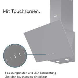 Wiggo Dunstabzugshaube 60cm kopffrei I Abluft Umluft Dunstabzug 650m3/h - Touch-Display 4 Stufen I Energieeffizienzklasse A Schräghaube inkl. Fet...