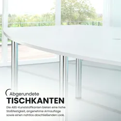 bümö Konferenztisch groß KT40 in Grau Füße in Silber