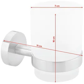 Tesa Zahnputzbecher Edelstahl Silber/Weiß