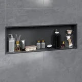 VILSTEIN Duschnische 30x90 cm | Aufputz | Wandnische Schwarz | Duschregal