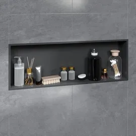 VILSTEIN Duschnische 30x90 cm | Aufputz | Wandnische Schwarz | Duschregal