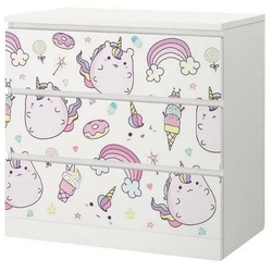 MyMaxxi Möbelfolie Kommodenaufkleber Malm Einhörner Donuts und Regenbogen Muster 80.2 cm x 63.3 cm