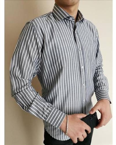 Megaman Langarmhemd Herren gestreift designer Premium Hemd Slim-Fit Business Hochzeit Shirt Hemden Größe XL Schwarz