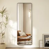 Hopibath 180 x 80 cm minimalistische Rahmen Standspiegel Ganzkörperspiegel, Schwarz Metallrahmen Wandspiegel Stehspiegel Standspiegel für Schlafzimmer, Wohnzimmer, Flur und Garderobe