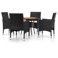 vidaXL 5-tlg Garten-Essgruppe Poly Rattan Schwarz