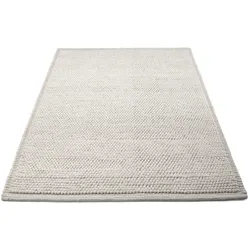 Wollteppich MY HOME "Seebu Loop", weiß, B:40cm H:10mm L:60cm, Schurwolle, Teppiche, reine Schurwolle, Kurzflor, grobe Struktur