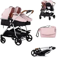 Chipolino Geschwisterkinderwagen Duo Smart klappbar umbaubar verstellbar Fußsack pink