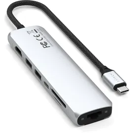 Satechi USB-C 7-in-1 Slim Multiport Adapter mit Ethernet Silber