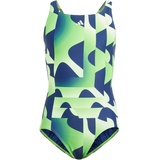 adidas Girl's Performance 3-Stripes Graphic Swimsuit Kids Badeanzug, Green Spark, 13-14 Years
