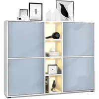 Vladon Highboard, Pastellblau, 130.5x105.5x35.5 cm, Wohnzimmer, Kommoden & Sideboards,