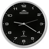 monzana Wanduhr Funk Automatische Zeitumstellung Geräuscharm Quarzuhrwerk Analog 31 cm, Indoor Funkuhr Uhr Schwarz Silber