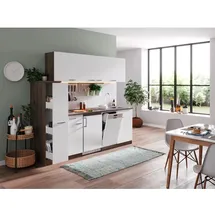 Respekta Küchenzeile Oliver 225 cm Weiß-Eiche