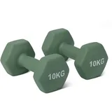 Amazon Basics Hantel-Set, Neoprenbeschichtung, 10 kg, Olivgrün