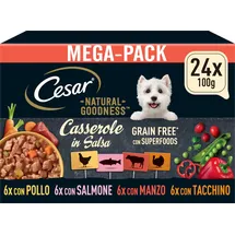 Cesar NATURAL GOODNESS Premium Hunde Nassfutter in Soße (Lachs, Huhn, Rind, Truthahn)