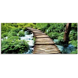 Glasbild ARTLAND "Holzsteg", grün (farbe bild(er): grün), B:125cm H:50cm, Bilder, in verschiedenen Größen