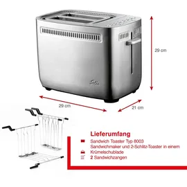 Solis Zwei-Schlitz Toaster & Sandwichmaker, 7 Stufen, Auftau-, Aufwärmen
