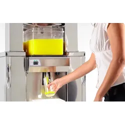 Frucosol elektr. Orangenpresse Freezer rollbar für 20-25 Orangen/Min. mit autom. Zufuhr 12kg & 7L Kühltank Saftpresse Entsafter Edelstahl