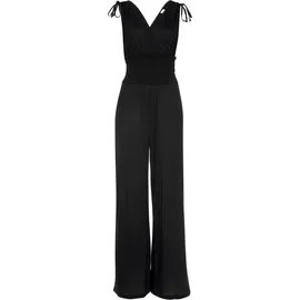 LASCANA Overall LASCANA, Damen, Gr. 44, N-Gr, schwarz, Jersey, Obermaterial: 100% Viskose, unifarben, figurumspielend lang, tiefer V-Ausschnitt, Overalls Overall, mit Bändern zum Raffen der Träger, sommerlicher Jumpsuit