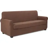 TIANSHU Sofaüberwürfe,Spandex Sesselbezüge Enthält 1 Sofabezug und 1 Sitzkissenbezug Stretch Couchbezug Elastischer Antirutsch Weich Jacquard Stoff sesselbezug Schonbezug(3 Sitzer,Kaffee)