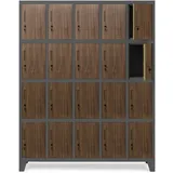 Jan Nowak Domator Umkleideschrank 5B4A Fächerschrank Schließfachschrank mit 20 Fächern Wertfachschrank Metall Pulverbeschichtung 172 cm x 136 cm x 45 cm (H x B x T) (Anthrazit-Holzoptik)