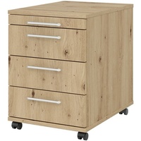 Rollcontainer »Home Office« Relingkunstoffgriffe asteiche, HAMMERBACHER, 42.8x59x58 cm