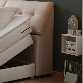 Lomadox Boxspringbett 120x200 cm Hotelbett Einzelbett Jugendbett, elektrisch verstellbar Concord3m-09 in Artemis 1 Ivory creme
