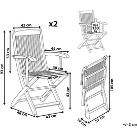 Beliani Gartenstuhl 42 x 42 x 93 cm braun/bronze 2 St.