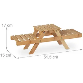 Relaxdays Blumentreppe mit 3 Ablagen 51,5 x 17 x 15 cm Natur