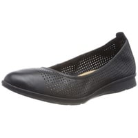 Clarks Damen Jenette Ease Ballet Flat, Schwarzes Leder, 37.5 EU