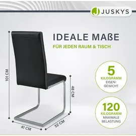 Juskys Freischwinger Stuhl Vegas 2er Set mit Kunstleder Schwarz