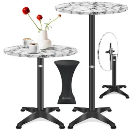 Kesser KESSER® 2in1 Stehtisch klappbar Bistrotisch Aluminium Edelstahlplatte höhenverstellbar 70cm / 115cm Partytisch Tisch In- & Outdoor Hochzeit Empfangstisch Klapptisch inklusive Regencover