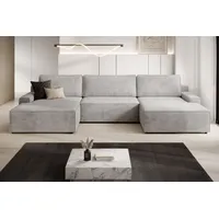 Wohnlandschaft TRENDMANUFAKTUR "Challenge, Schlafsofa mit Bettkasten, Couch in U-Form, Breite 333 cm", grau (opal grau), B:333cm H:98cm T:168cm, 88% Polyester / 12% Nylon, Sofas, XXL Sofa mit Bettkasten & Schlaffunktion, auch in trendigem Cordstoff