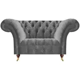 JV Möbel Chesterfield Sessel Textil 90 x 80 x 130 cm Grau