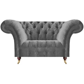 JV Möbel Chesterfield Sessel Textil 90 x 80 x 130 cm Grau
