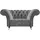JV Möbel Chesterfield Sessel Textil 90 x 80 x 130 cm Grau