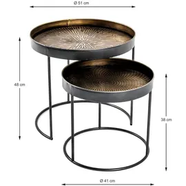 Haku-Möbel Beistelltisch Celle Metall Kupfer 2er Set