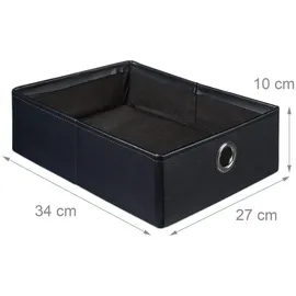 Relaxdays Sitzhocker mit 2 Fächer, Hxbxt:38x38x38cm, Kunstleder faltbar, Aufbewahrung, schwarz